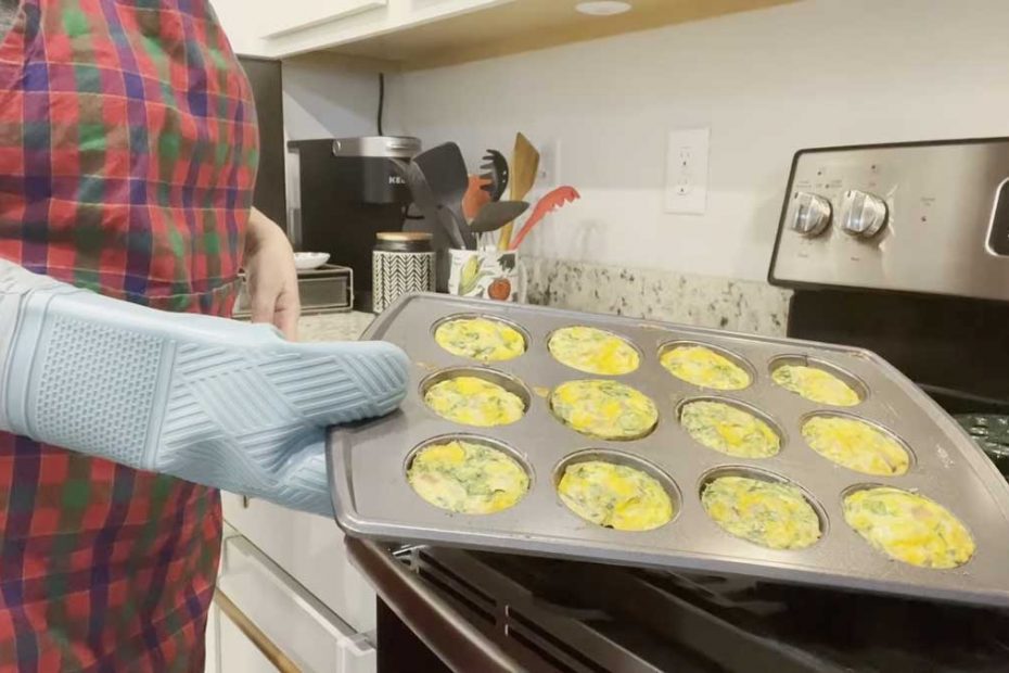 Muffin tin quiches out of oven